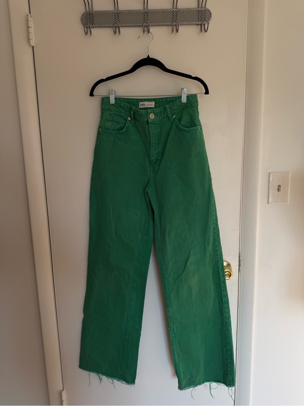 Wide Leg High-Rise Green Jeans